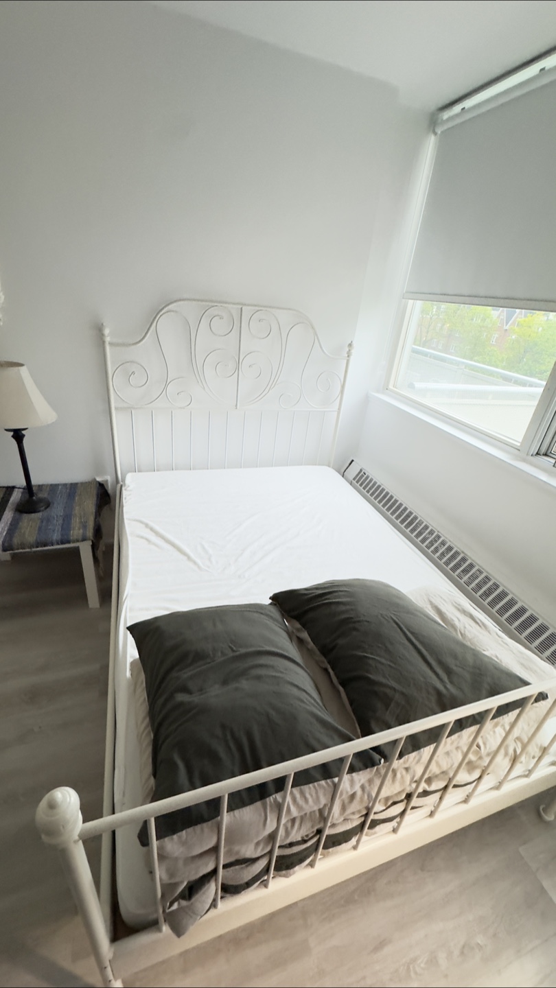 White Metal double Bed Frame/ ikea