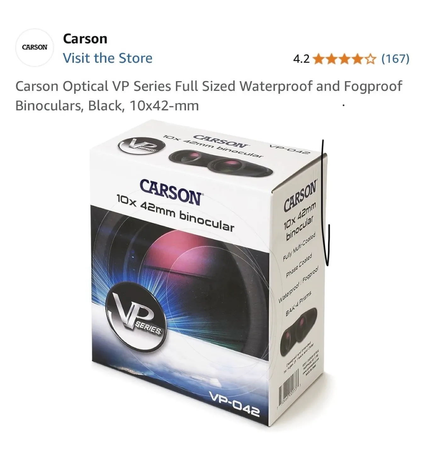 Carson VP Series 10x42 Binoculars with Case image indicator(2)