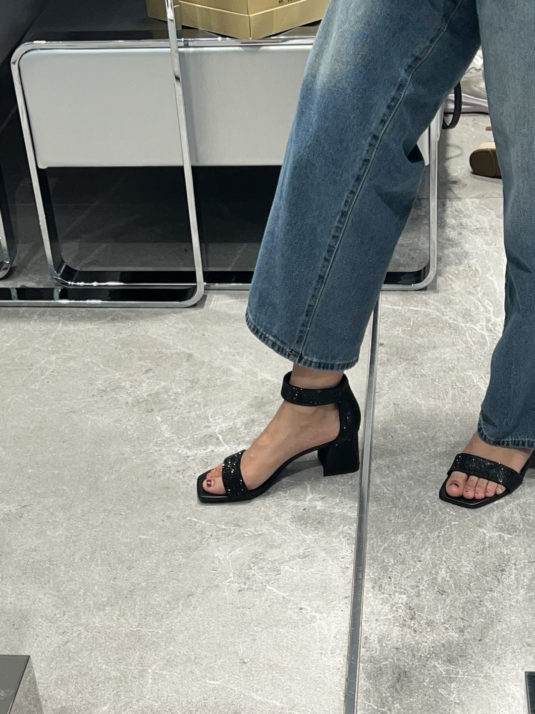 WISHBONE Black Rhinestone Block Heel Sandals - photo 2