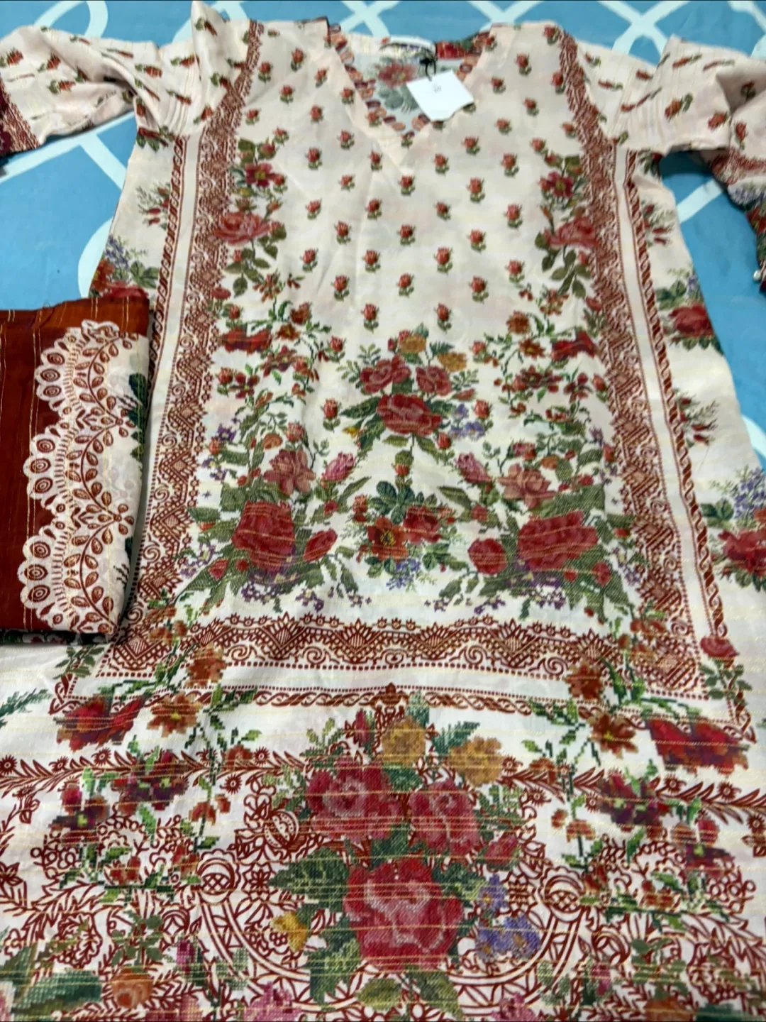 Floral embroidered   top and dupatta set thumbnail