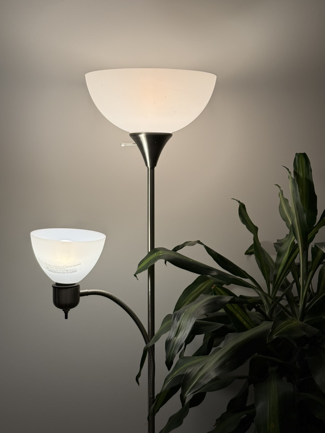 Double-Light Floor Lamp, Brushed Nickel Finish
