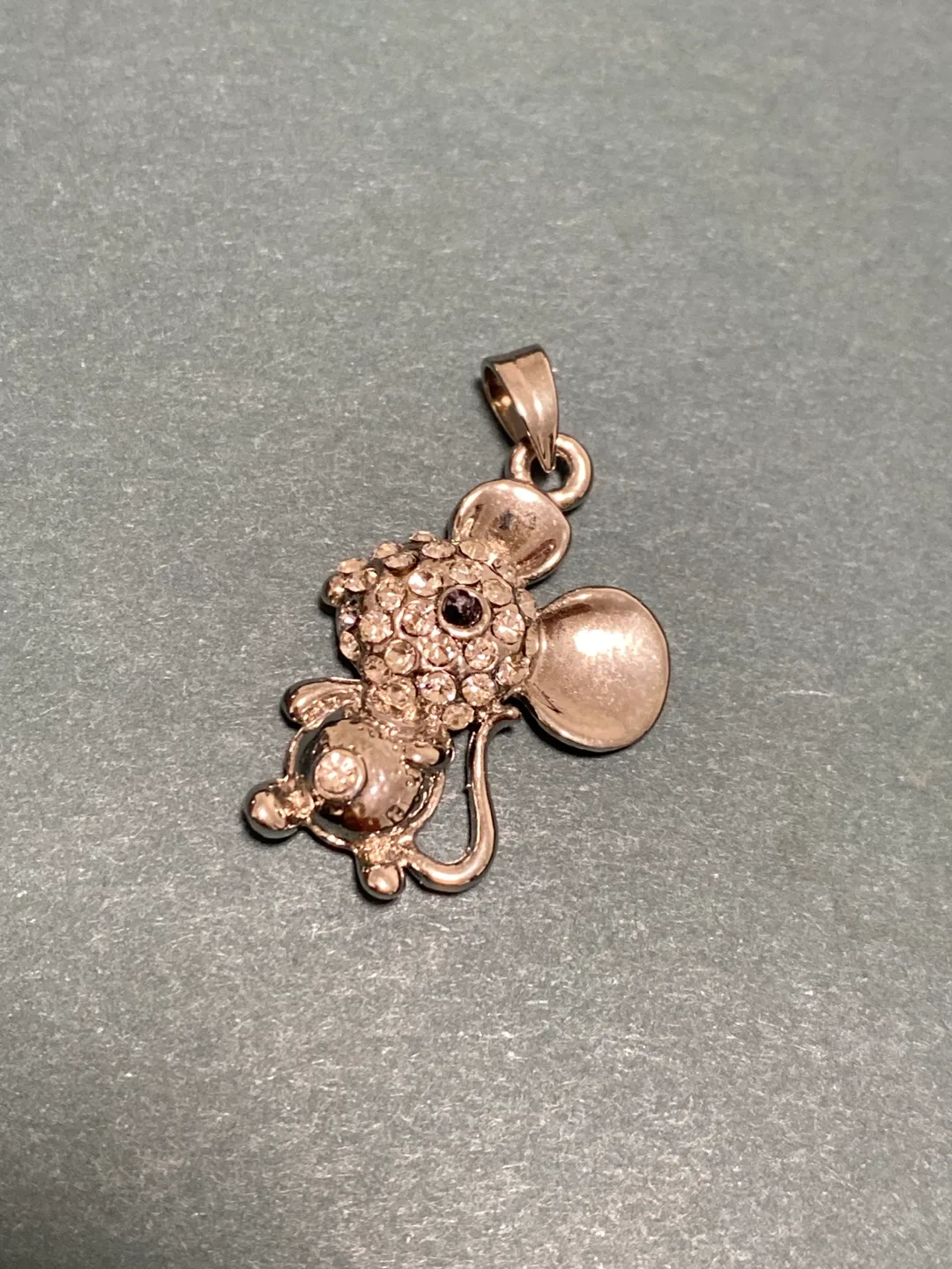 Silver Rhinestone Mouse Pendant Charm thumbnail