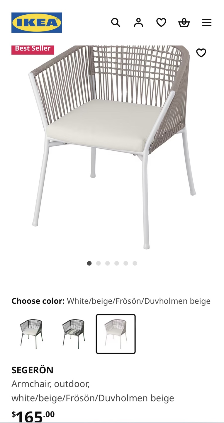 2 x IKEA SEGERÖN Outdoor Armchair - White/Beige - photo 5