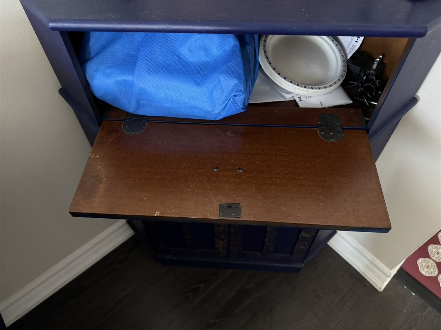 Hand painted Blue corner table Cabinet - photo 5