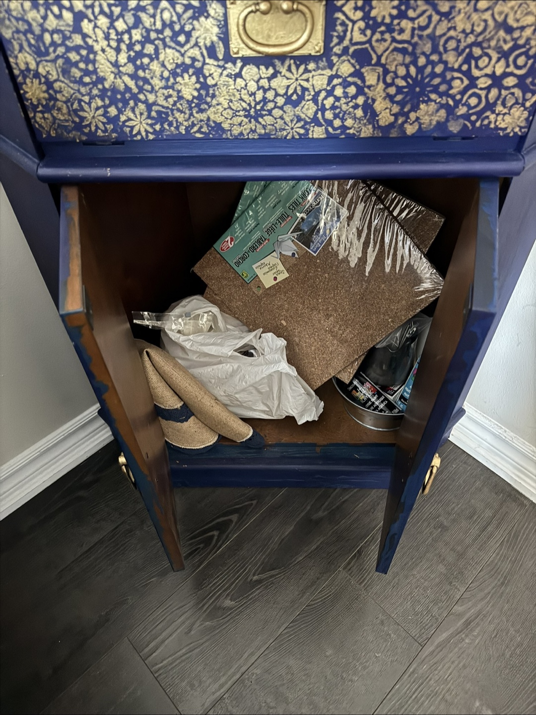 Hand painted Blue corner table Cabinet - photo 4