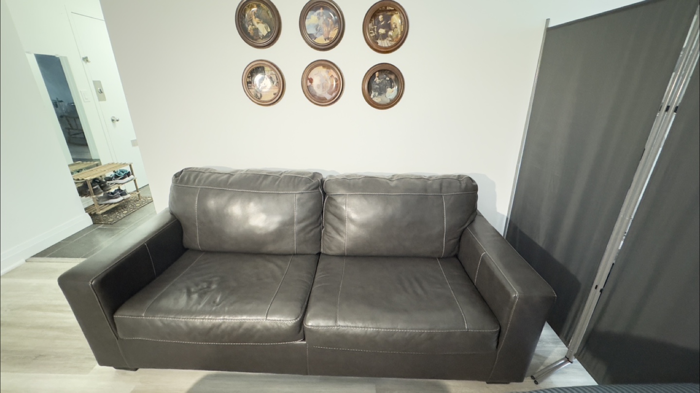 Dark Grey Leather 3 seater sofa/ from ashley