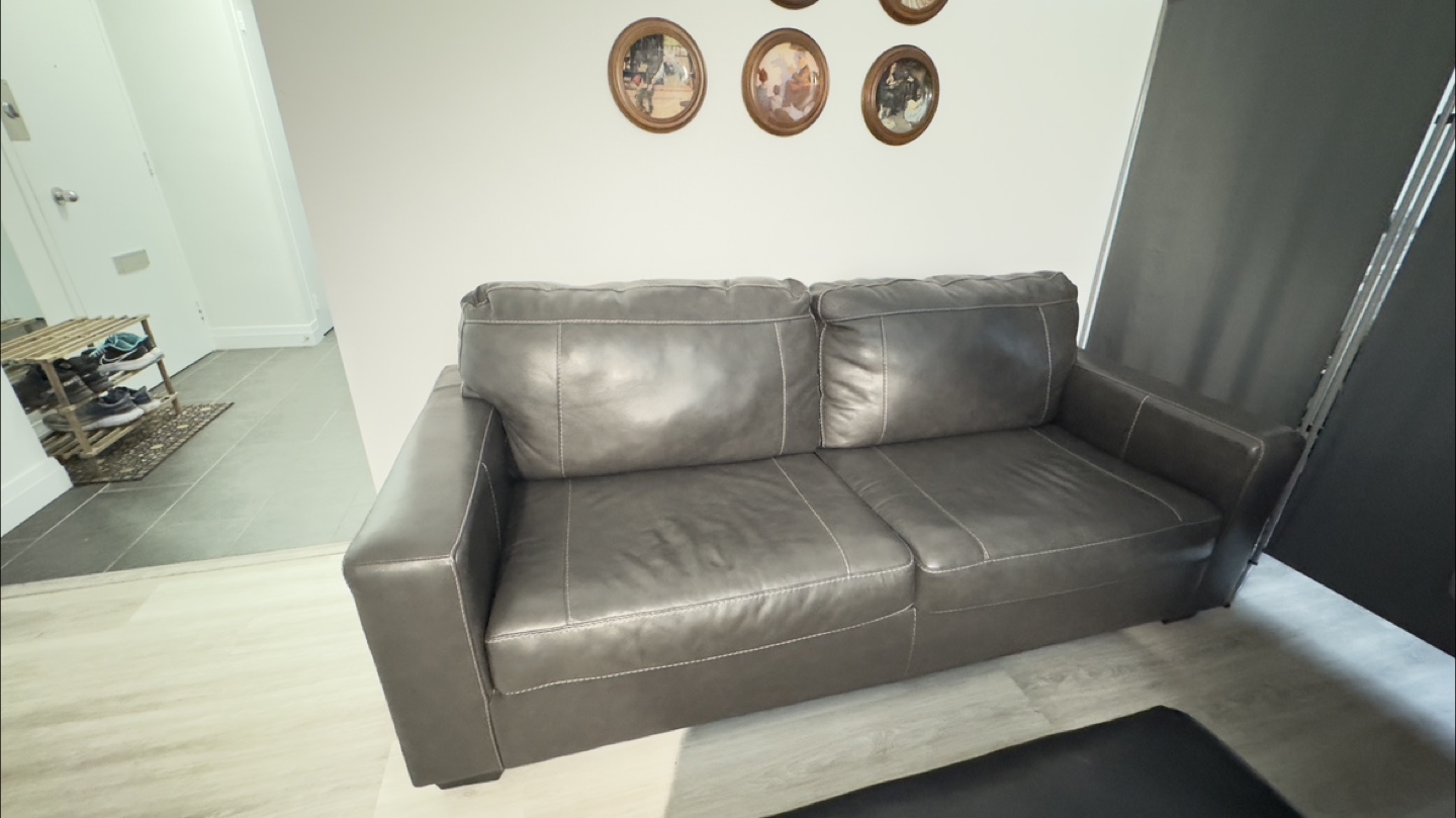 Dark Grey Leather 3 seater sofa/ from ashley - photo 2