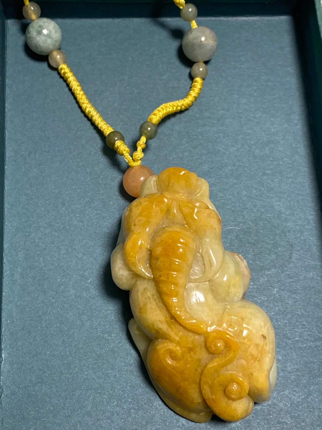Hand-Carved Jade Elephant Pendant Necklace thumbnail