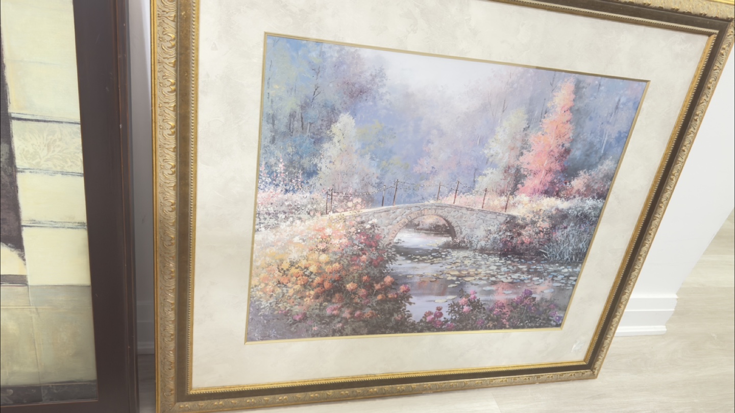Framed nature landscape painting