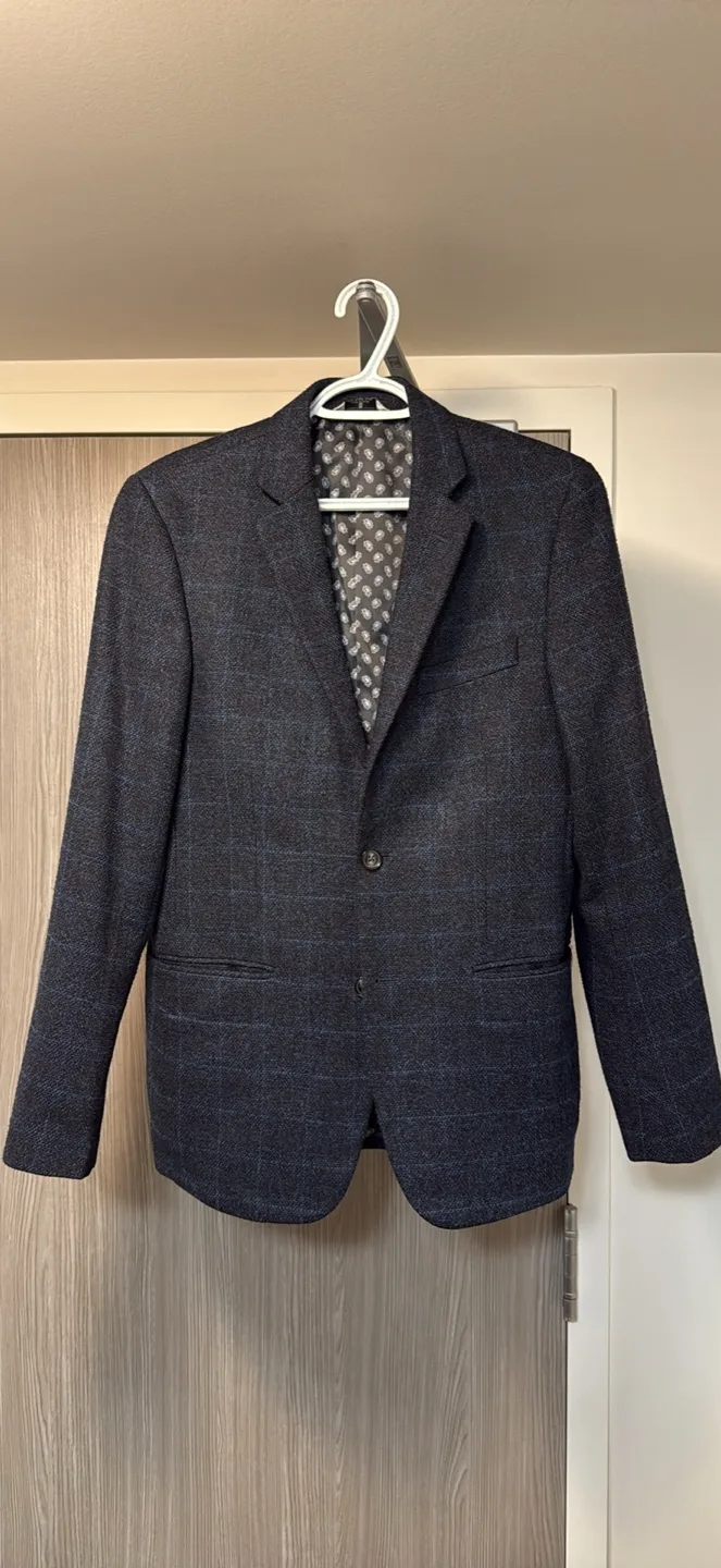 Men's Dark Blue Checked Blazer thumbnail