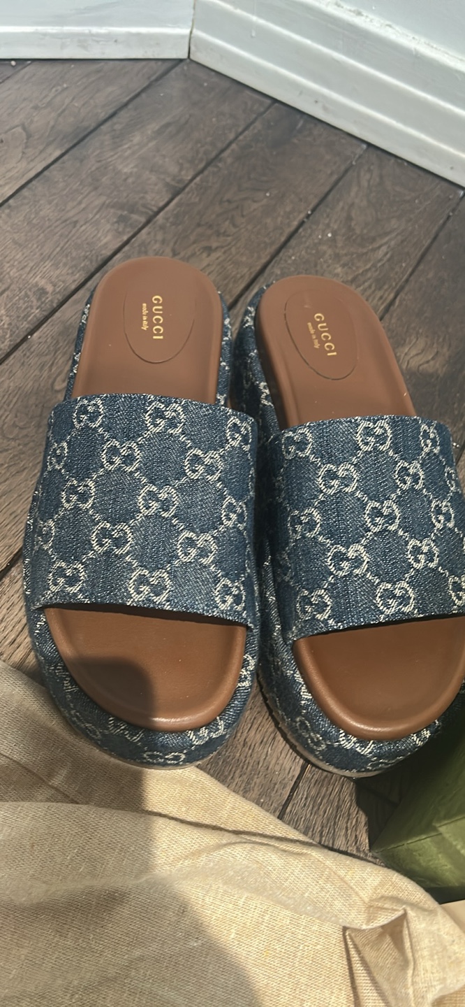Gucci Denim GG Platform Slides Size 41 - photo 2