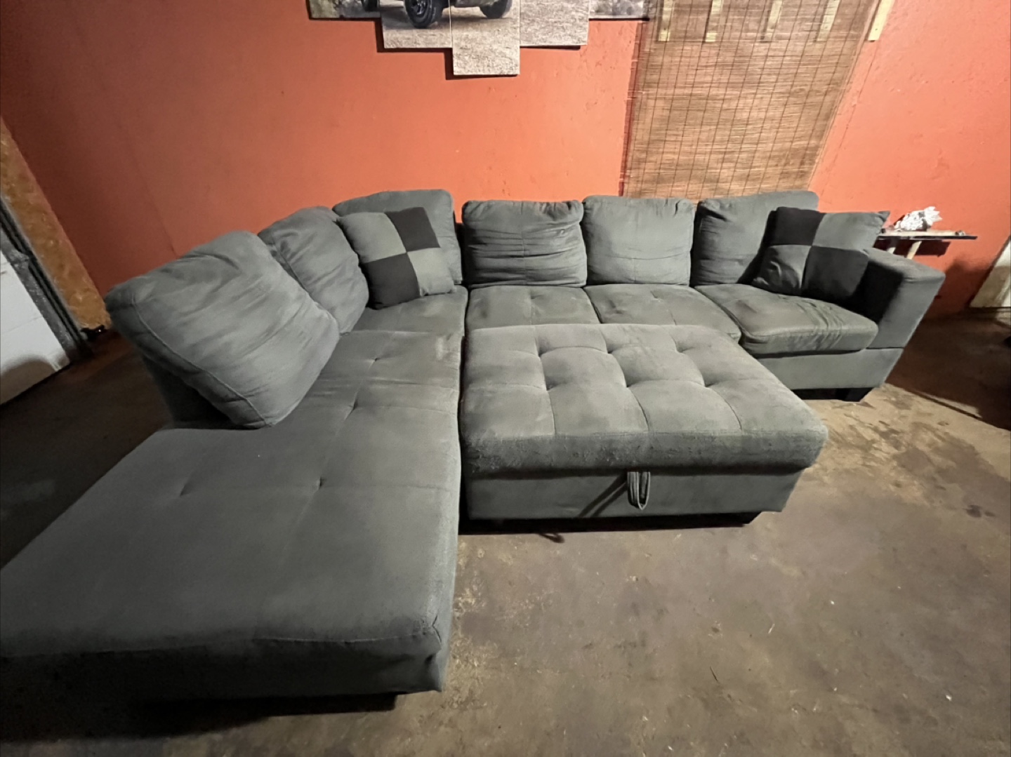 Large light grey sectional with ottoman - photo 2