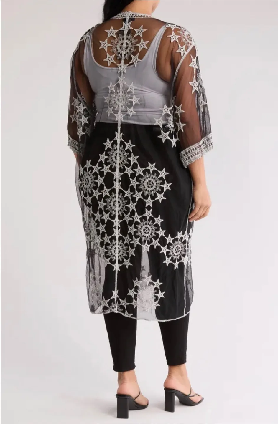 Nordstrom Rack Embroidered Tie Front Duster Cover-Up size M/L image indicator(2)