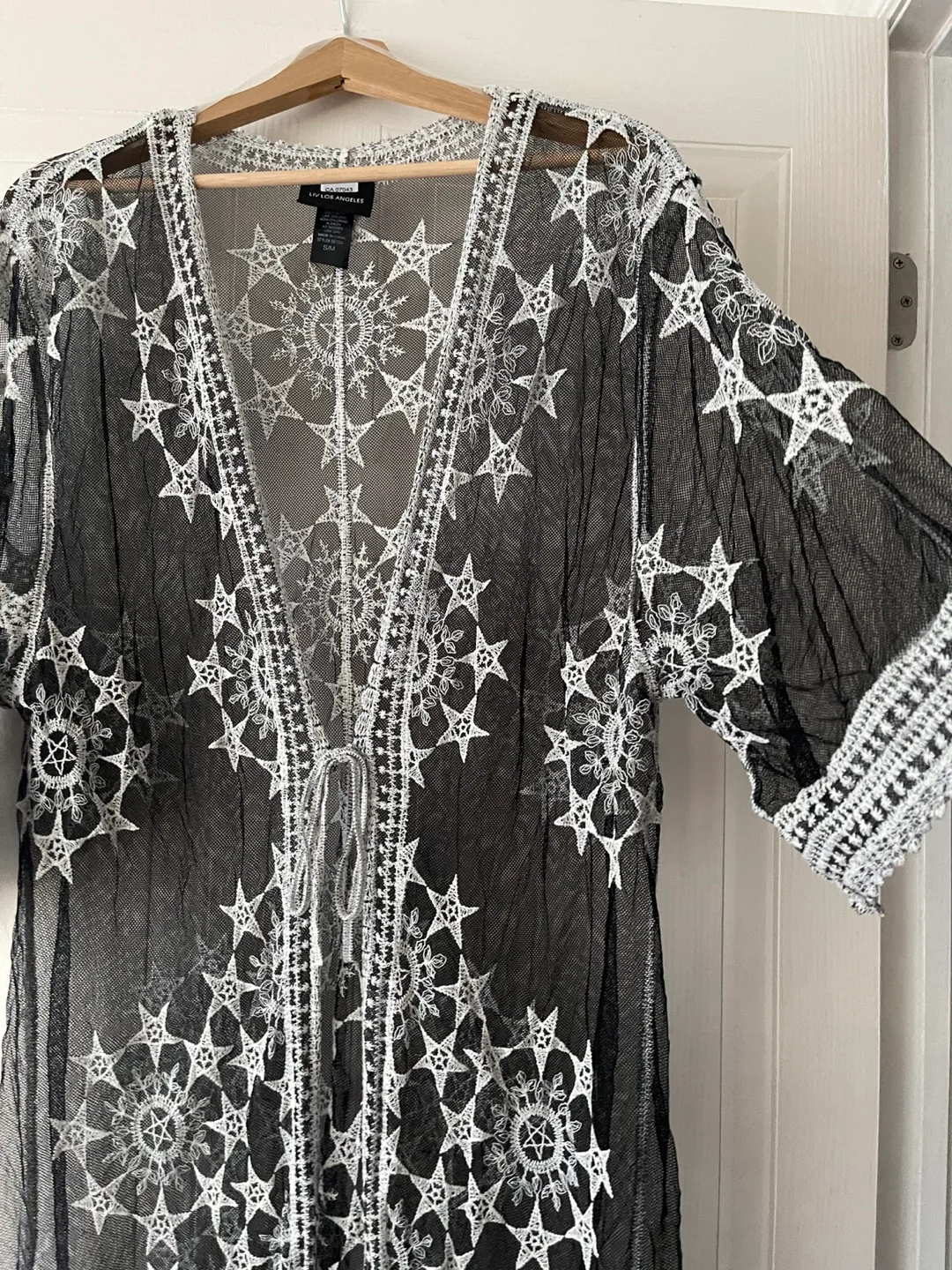 Nordstrom Rack Embroidered Tie Front Duster Cover-Up size M/L image indicator(4)