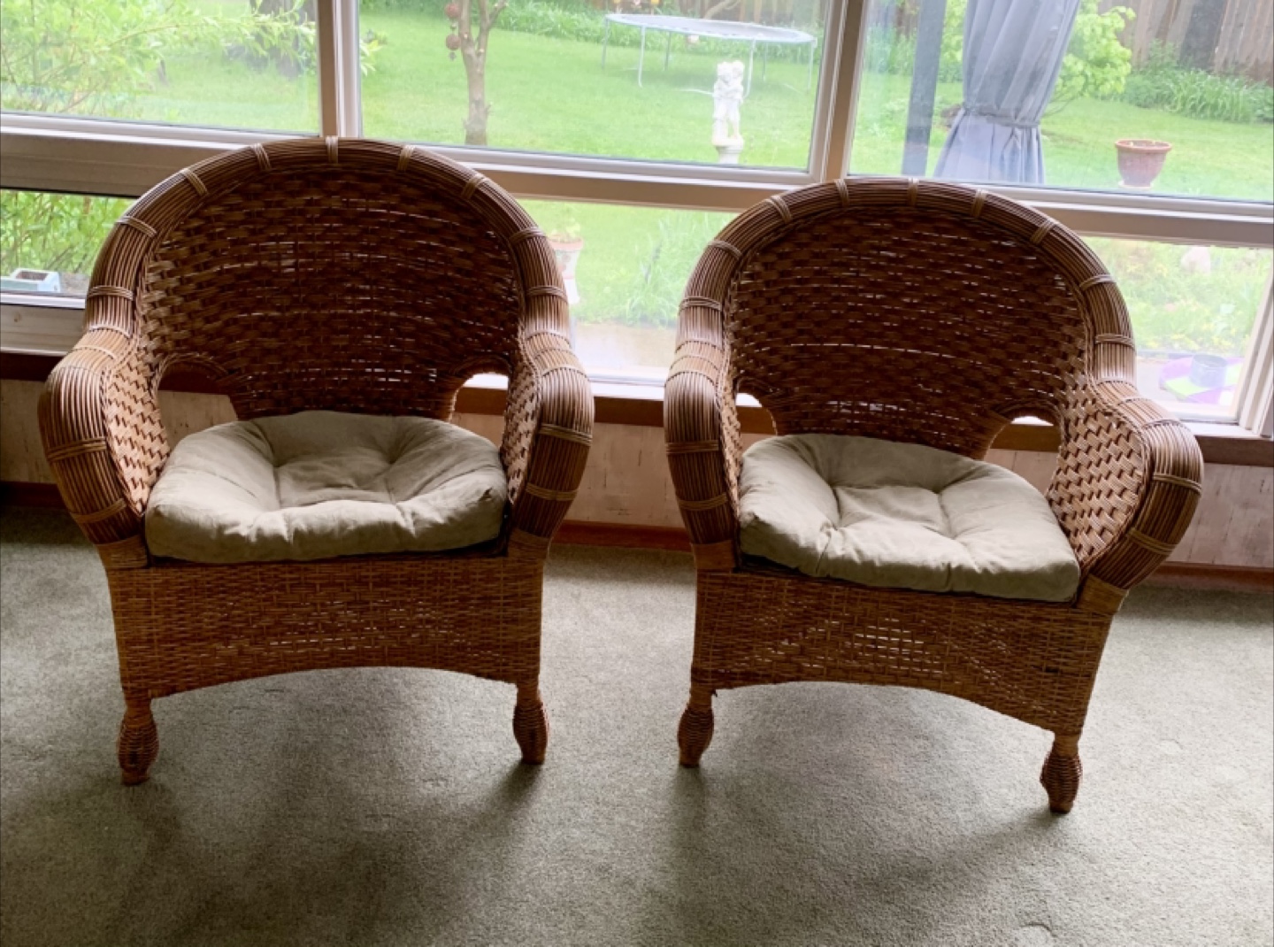 Pair of pier 1 Wicker Armchairs with Cushions