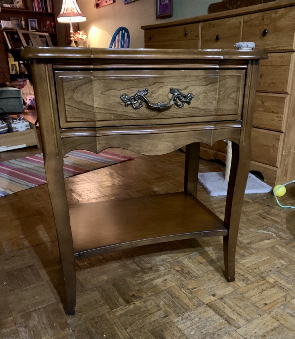 Vintage Wooden End Table with Drawer