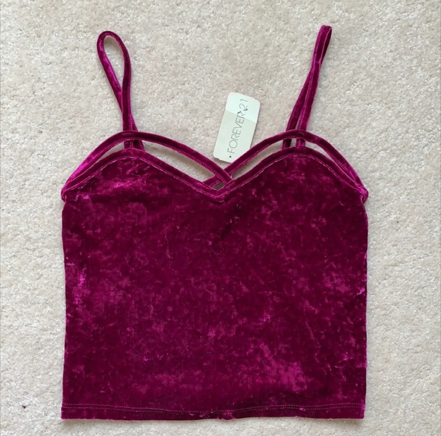 Forever 21 Criss-Cross Velvet Cami Top thumbnail