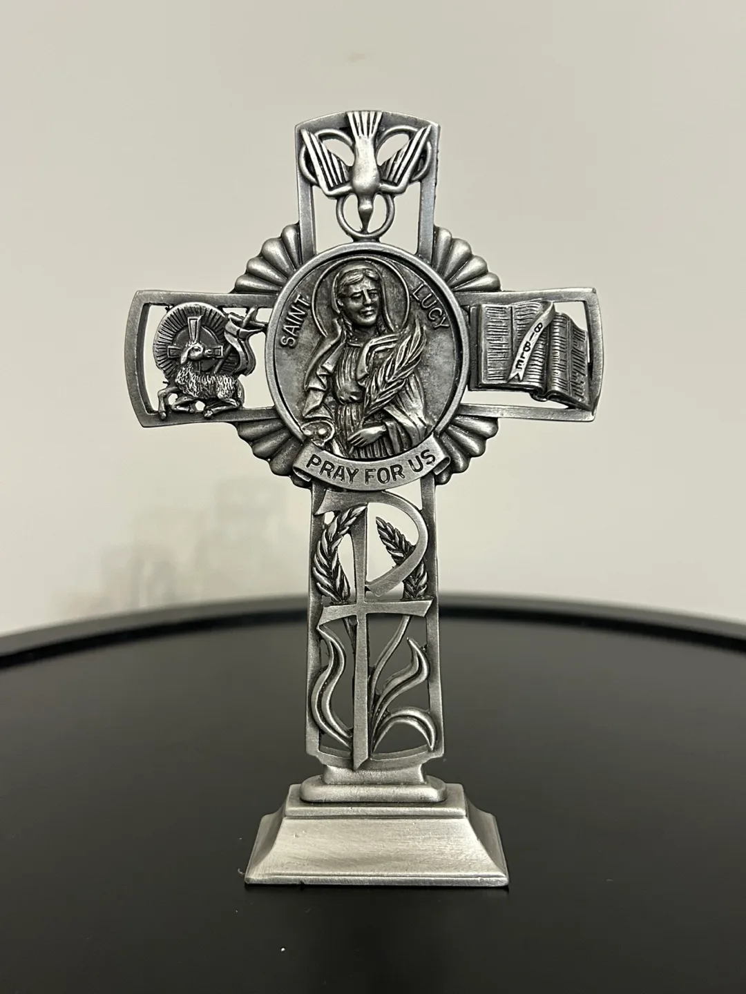 Vintage Pewter Saint Lucy Cross 5,5” thumbnail