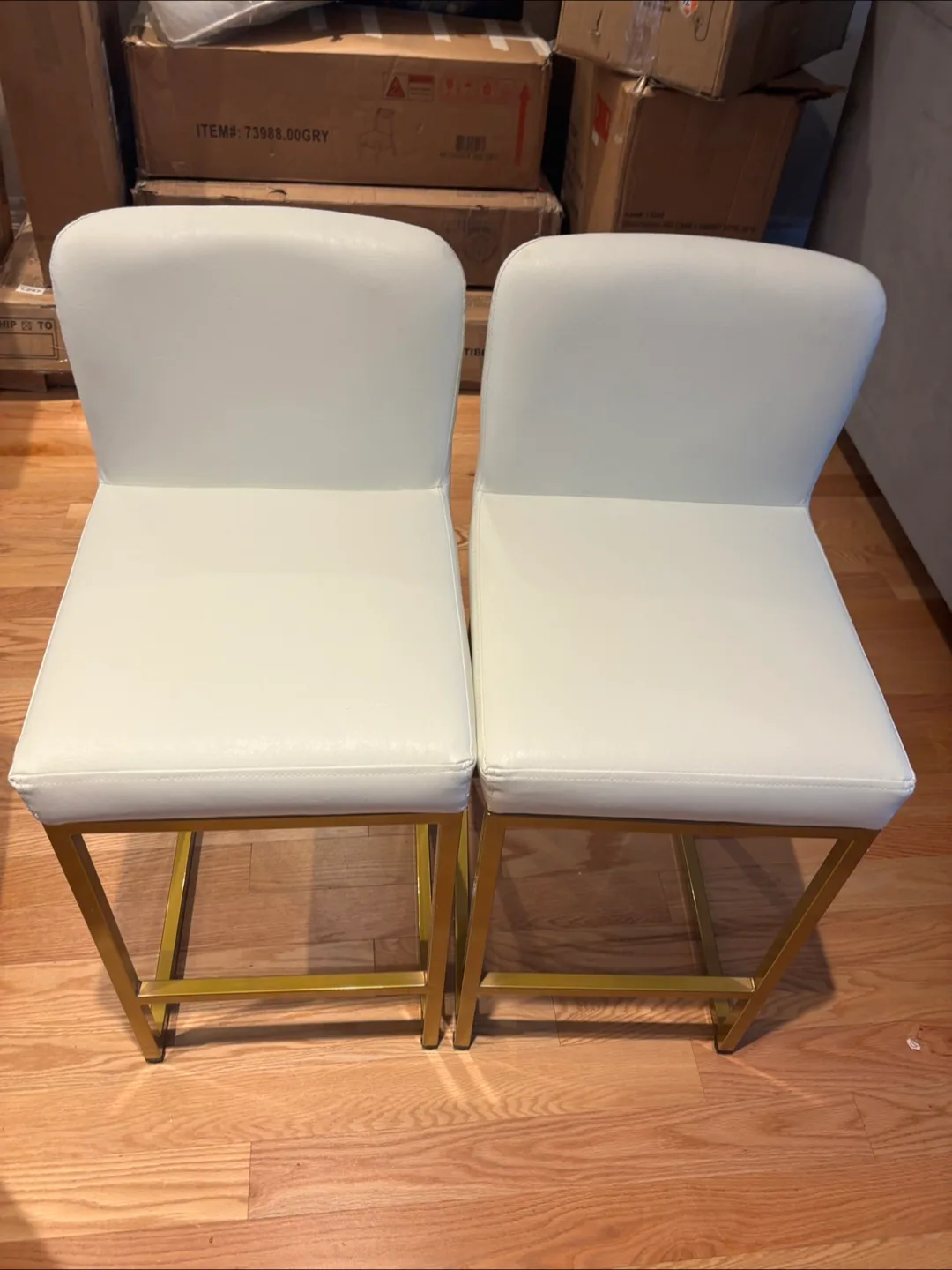 New Pair of White and Gold Counter Stools thumbnail