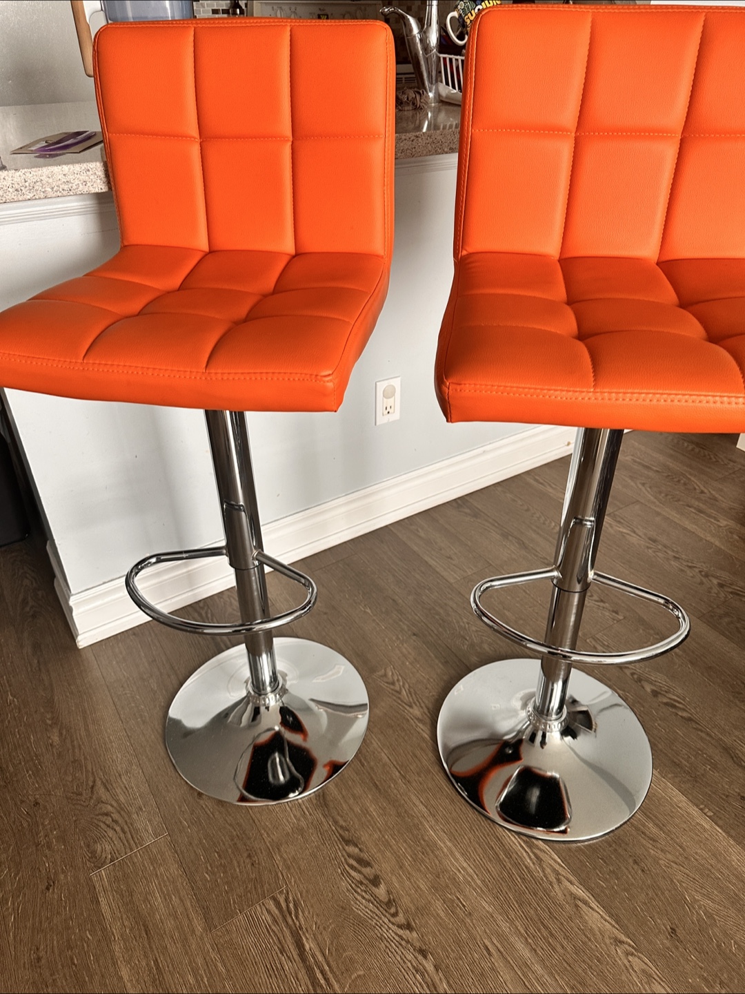 Pair of Orange Bar Stools - photo 2