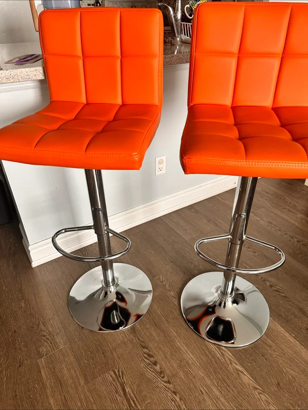 Pair of Orange Bar Stools image indicator(2)