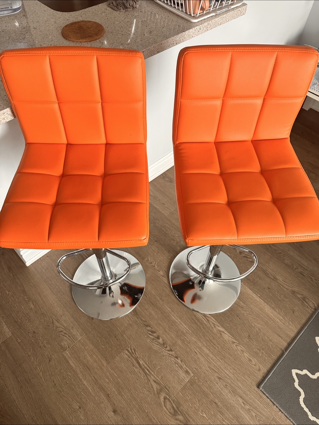 Pair of Orange Bar Stools