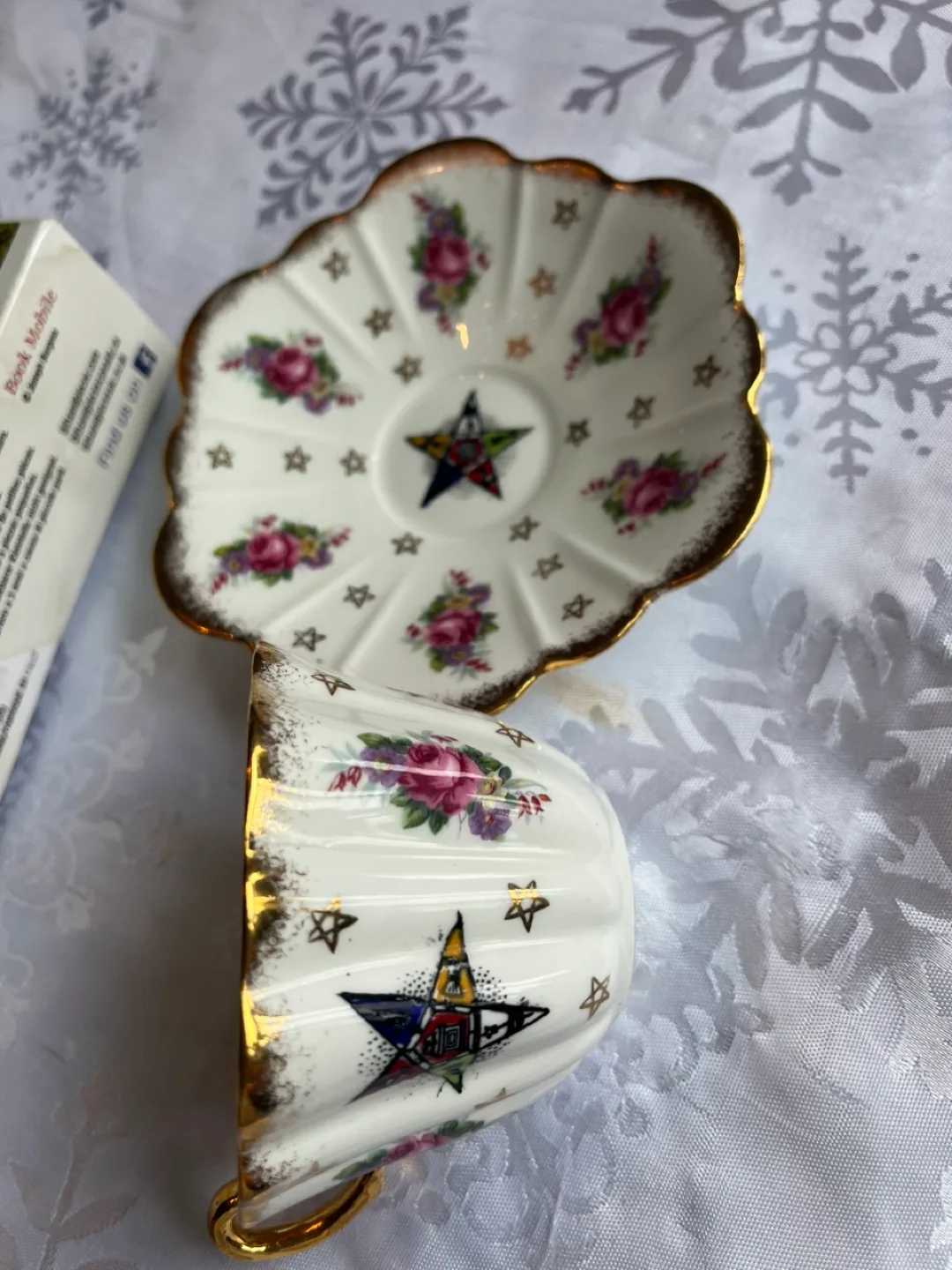 Vintage Royal Stuart Teacup and Saucer Set - Masonic Design image indicator(6)