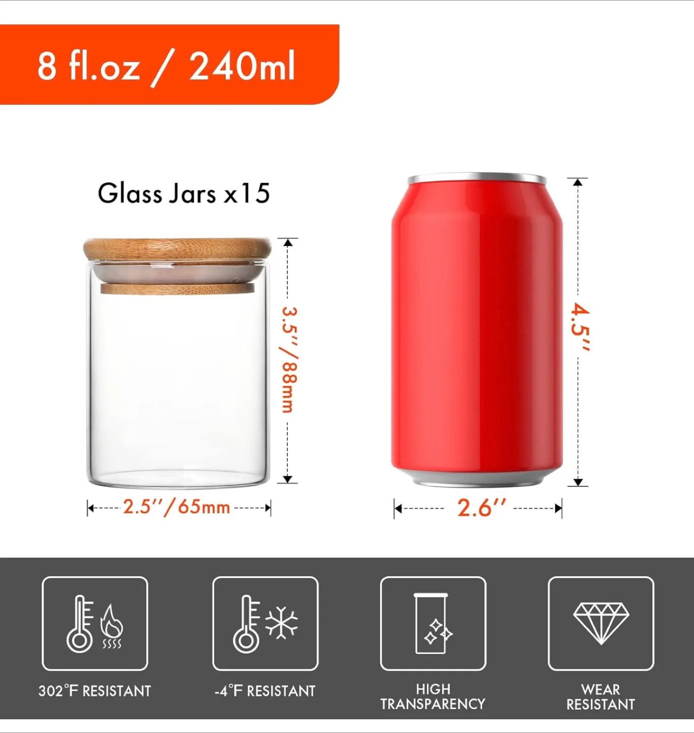 30 8oz Glass Jars with Bamboo Lids image indicator(5)