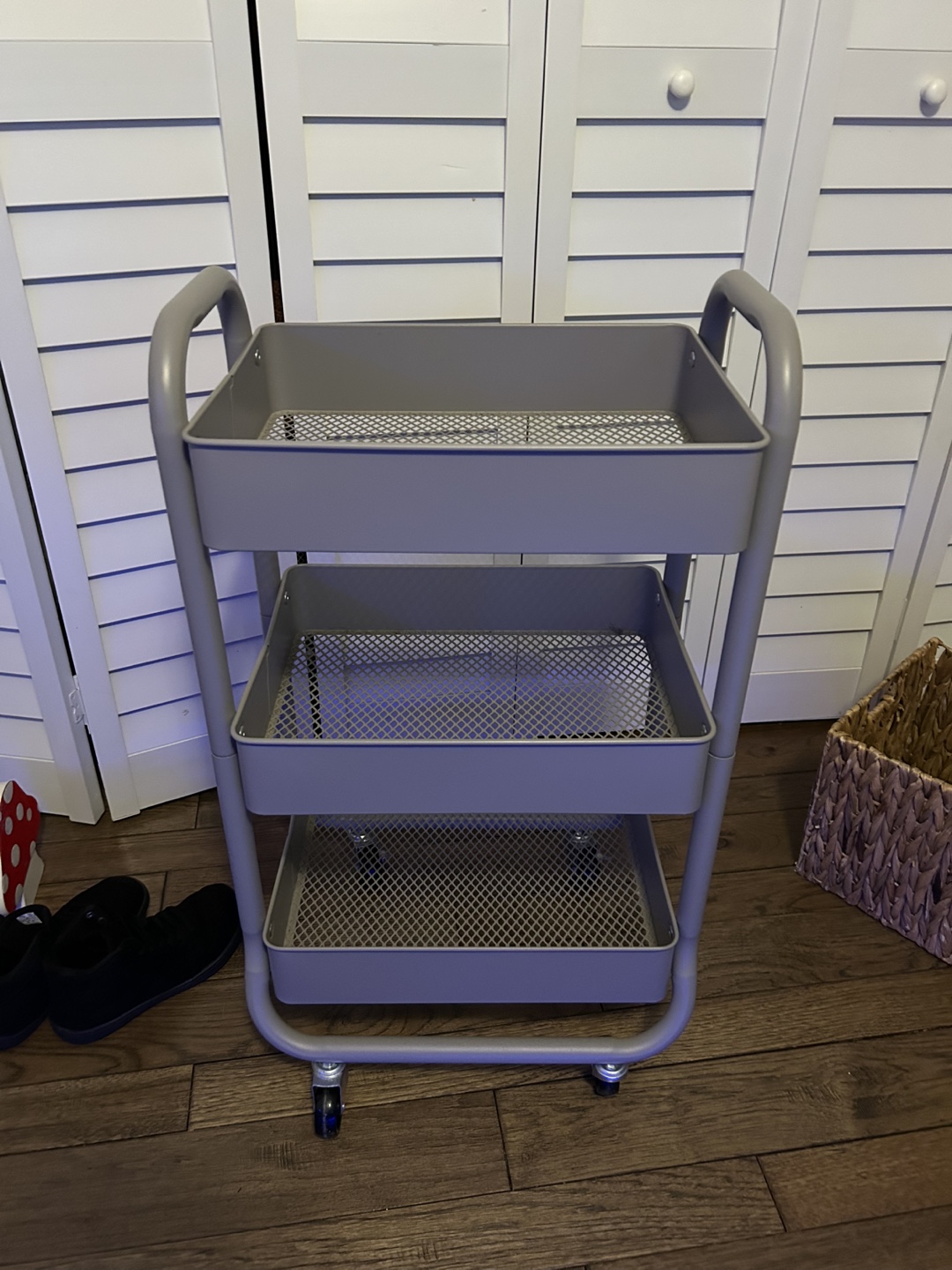 Gray 3-Tier Rolling Cart