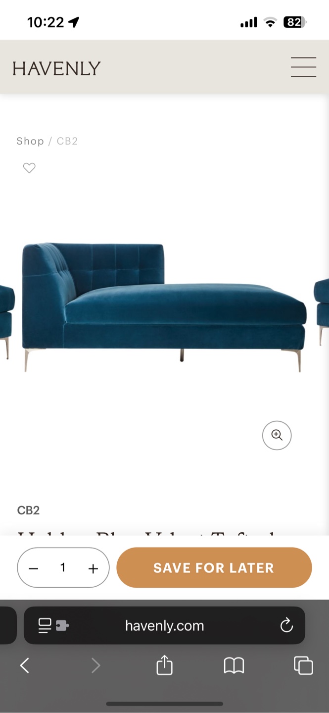 CB2 Dark Teal Velvet Chaise Lounge - photo 4