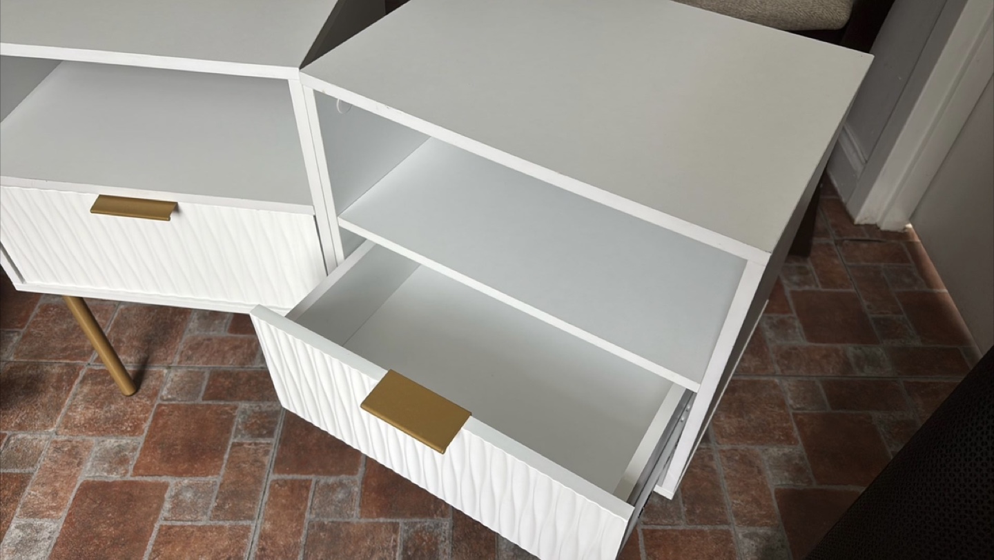 Pair of White Nightstands with Gold Legs - photo 3