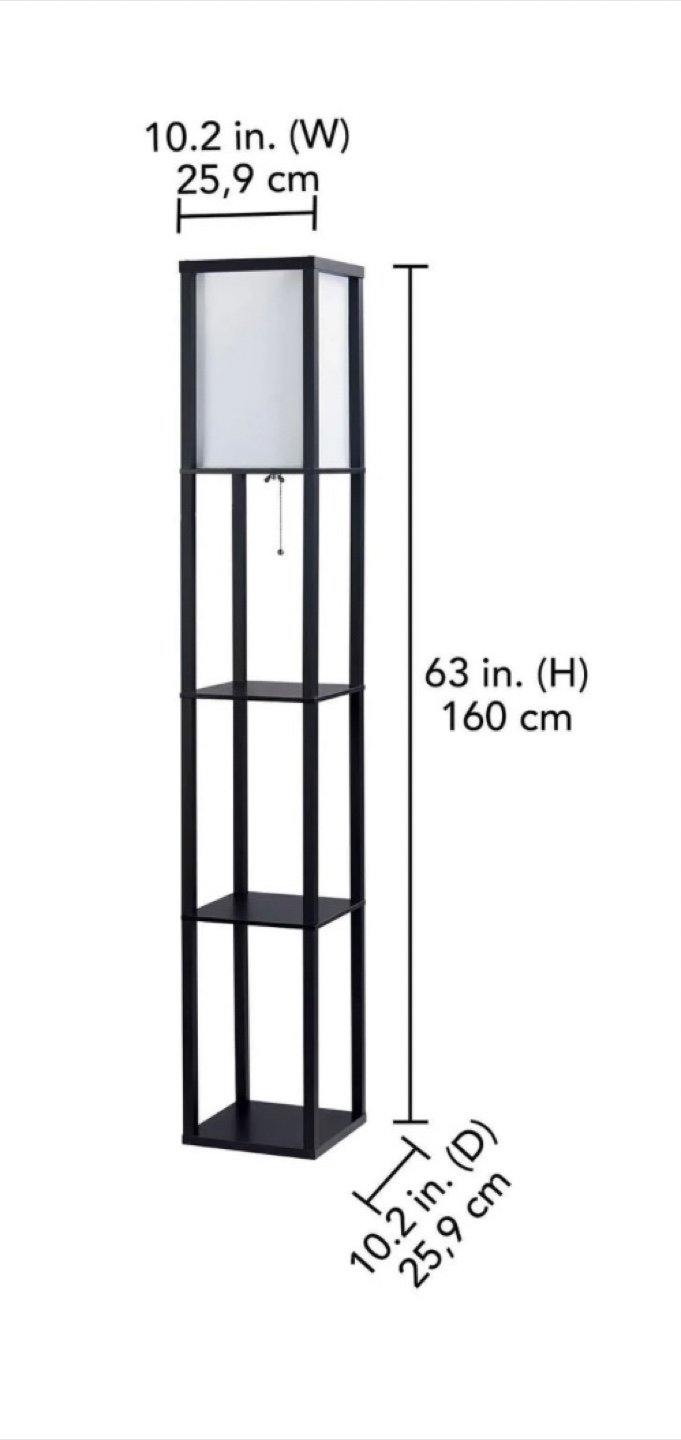 2 Tall Black Floor Lamp with Shelves - photo 3