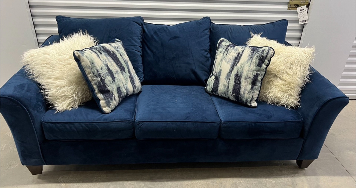 NAVY VELOUR 3 PERSON SOFA