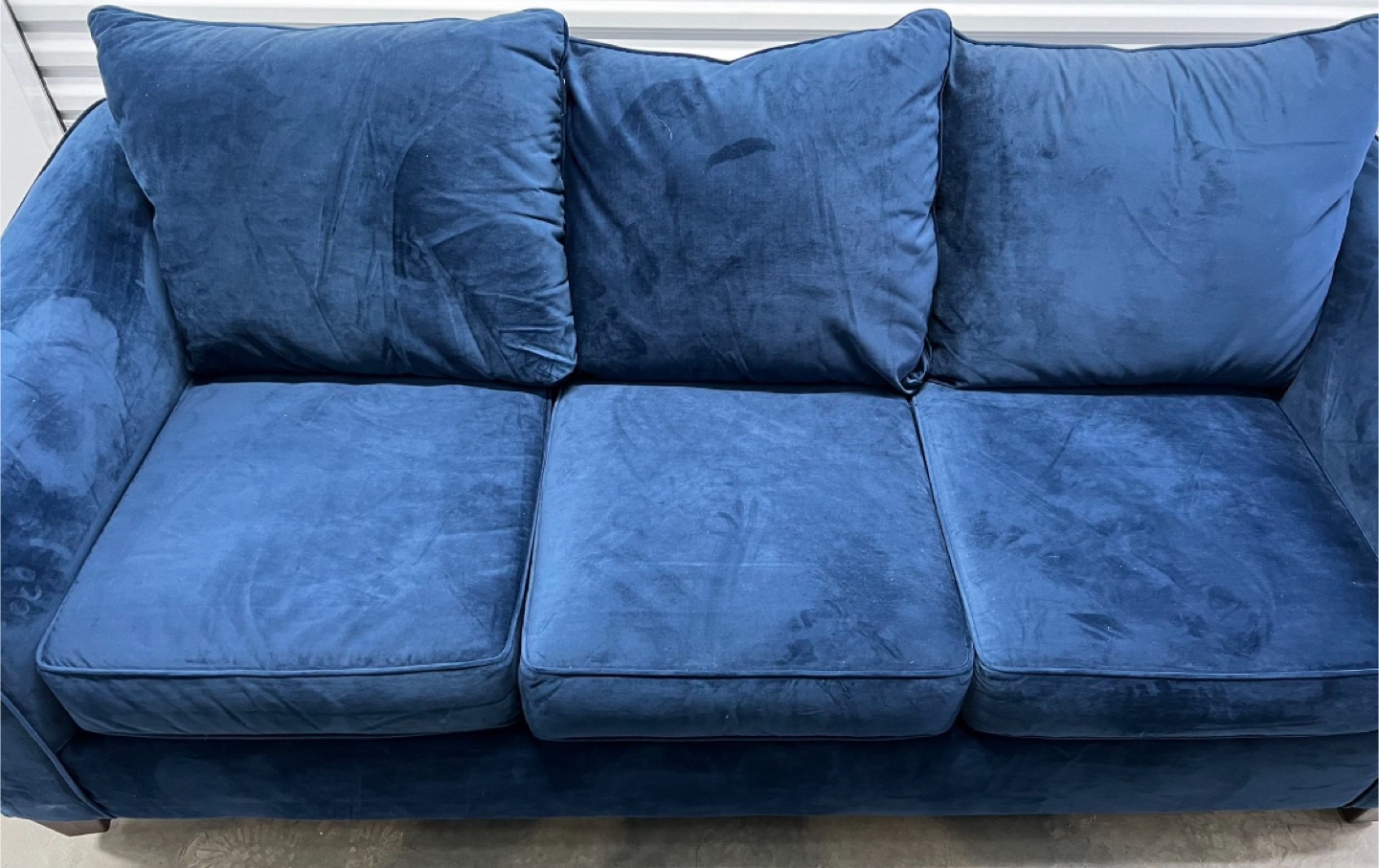 NAVY VELOUR 3 PERSON SOFA - photo 3
