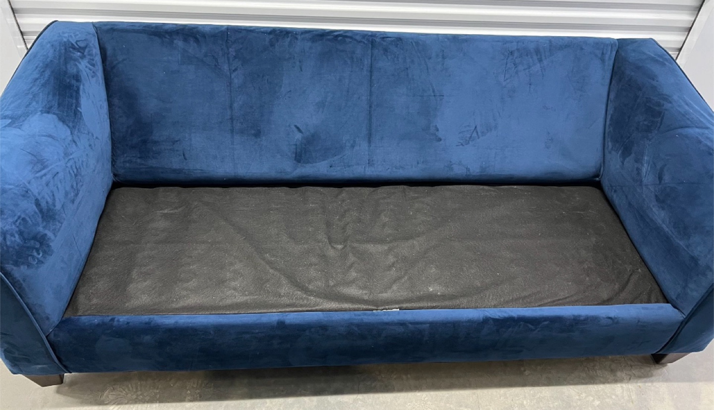 NAVY VELOUR 3 PERSON SOFA - photo 4