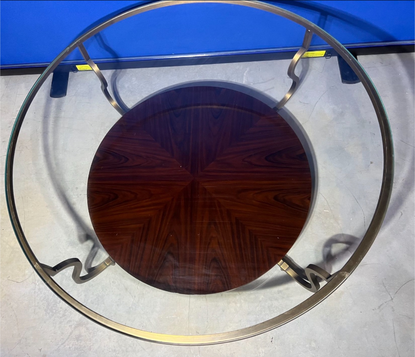 BOILER & COMPANY 44” ROUND GLASS/WOOD/METAL COFFEE TABLE - photo 2