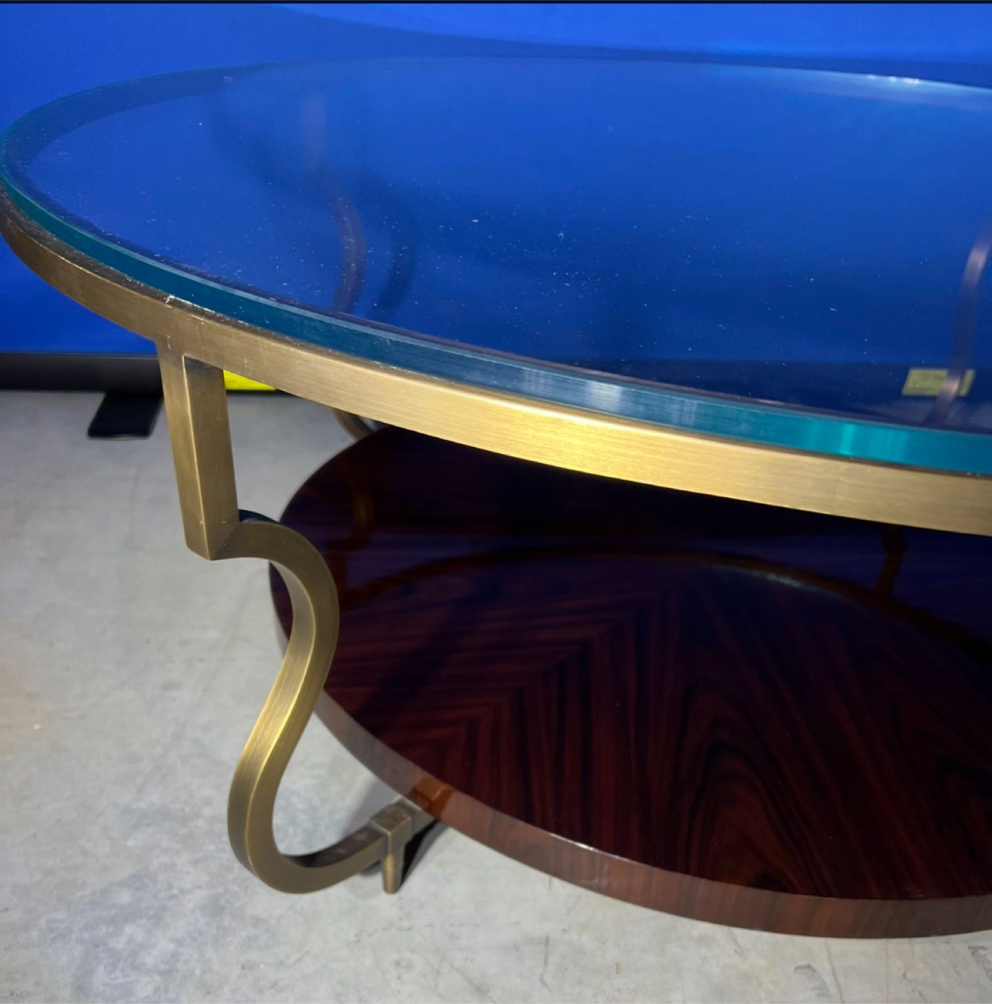BOILER & COMPANY 44” ROUND GLASS/WOOD/METAL COFFEE TABLE - photo 3