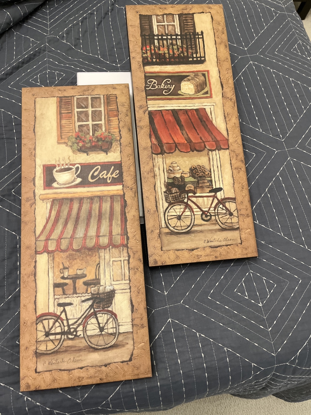 Pair of Vintage Cafe and Bakery Wall Art Prints