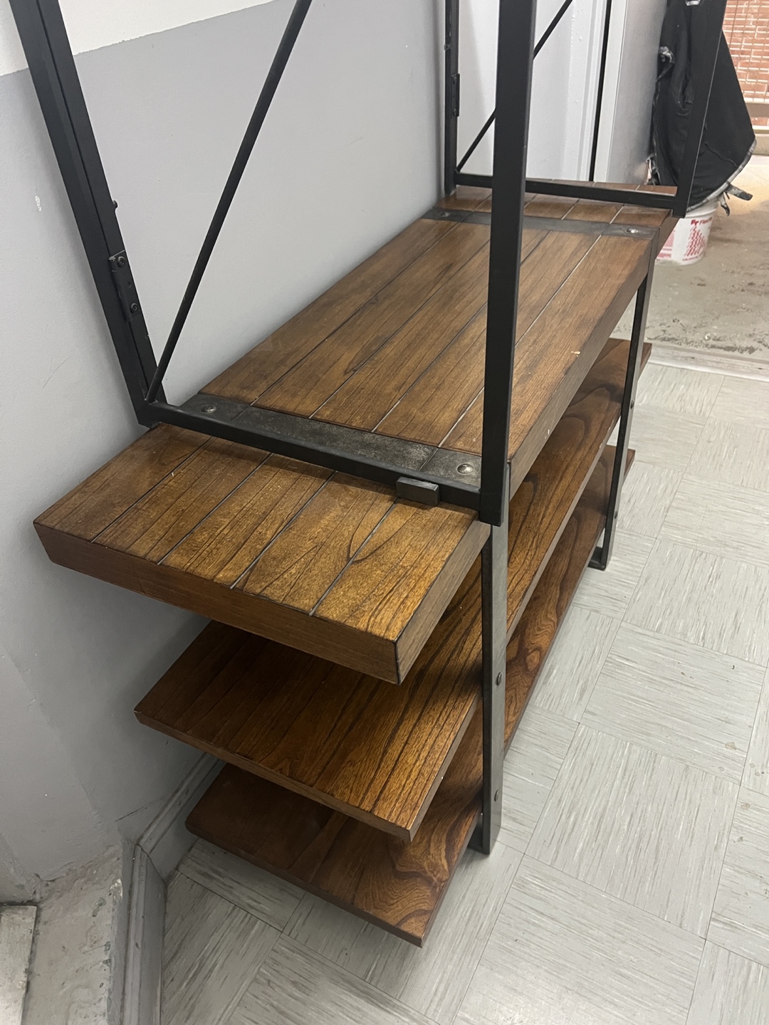 Industrial-Style Wooden 3-Tier Shelf