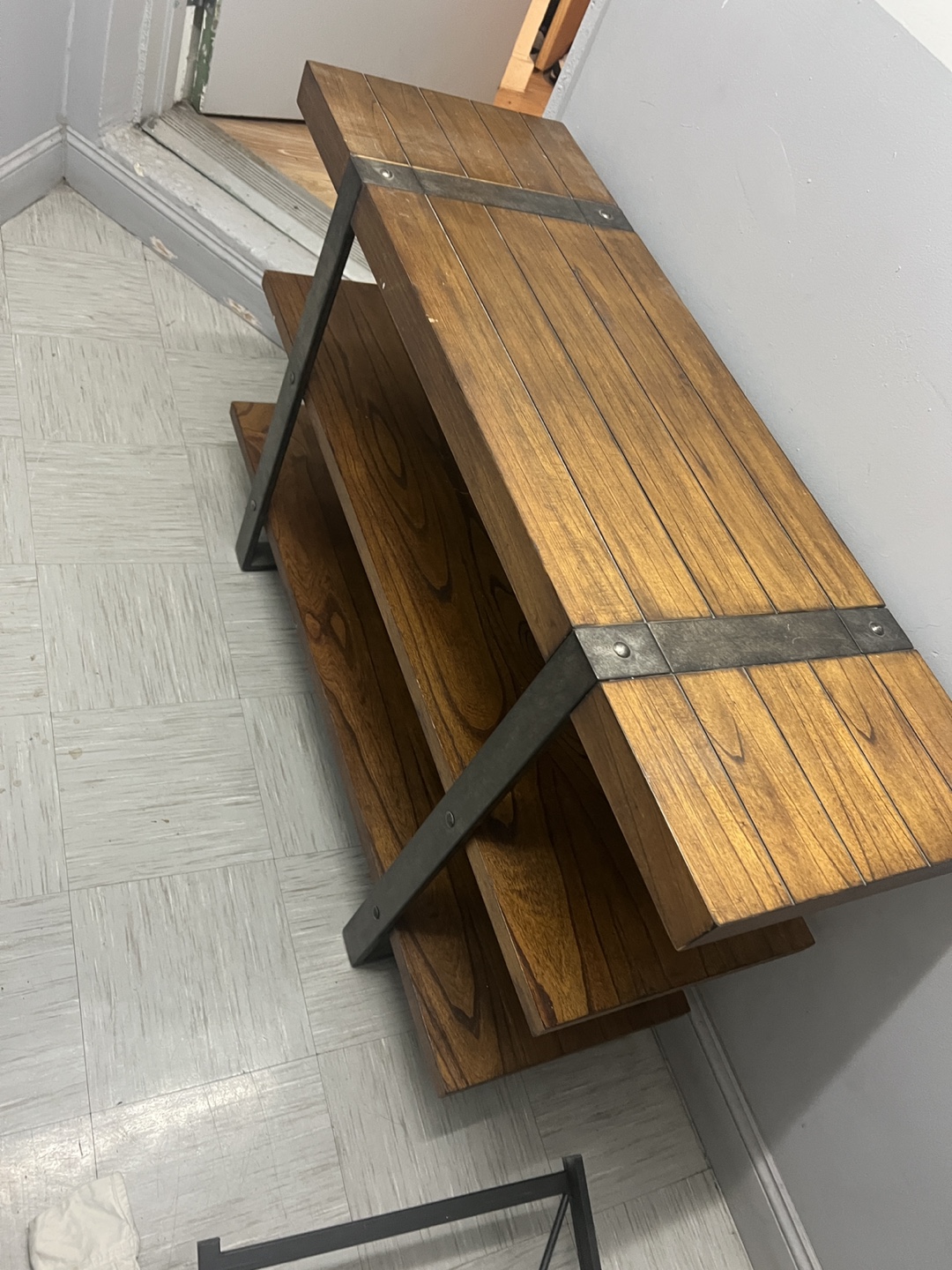 Industrial-Style Wooden 3-Tier Shelf - photo 2