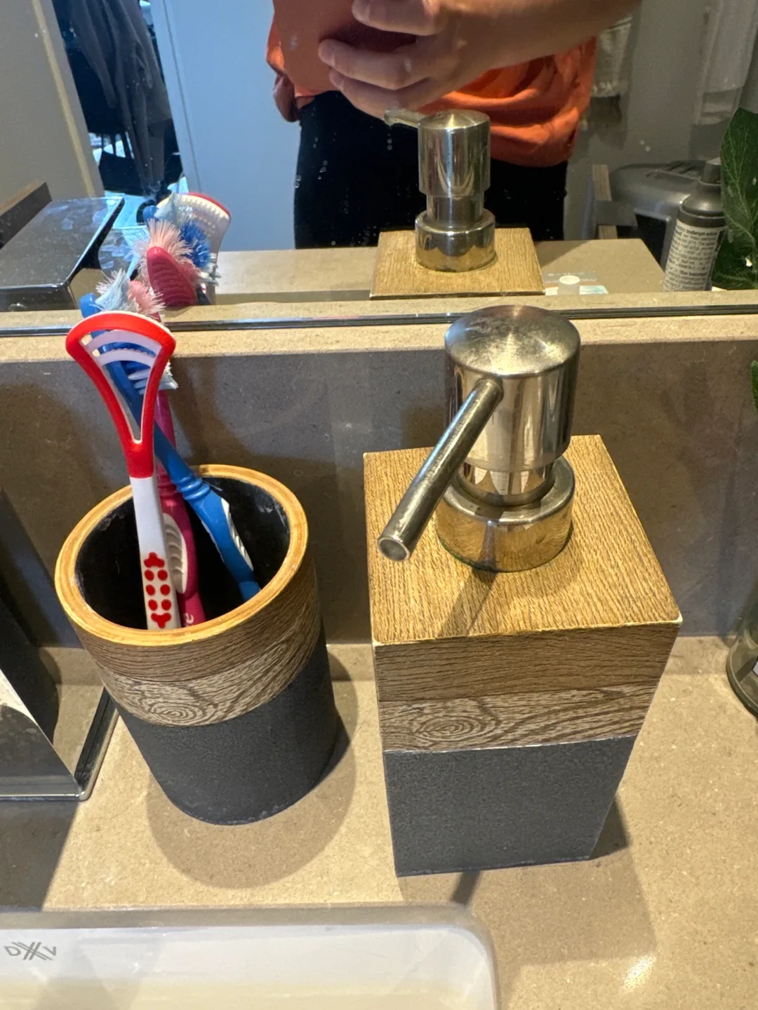 Bathroom Accessory Set - Soap Dispenser and Toothbrush Holder thumbnail