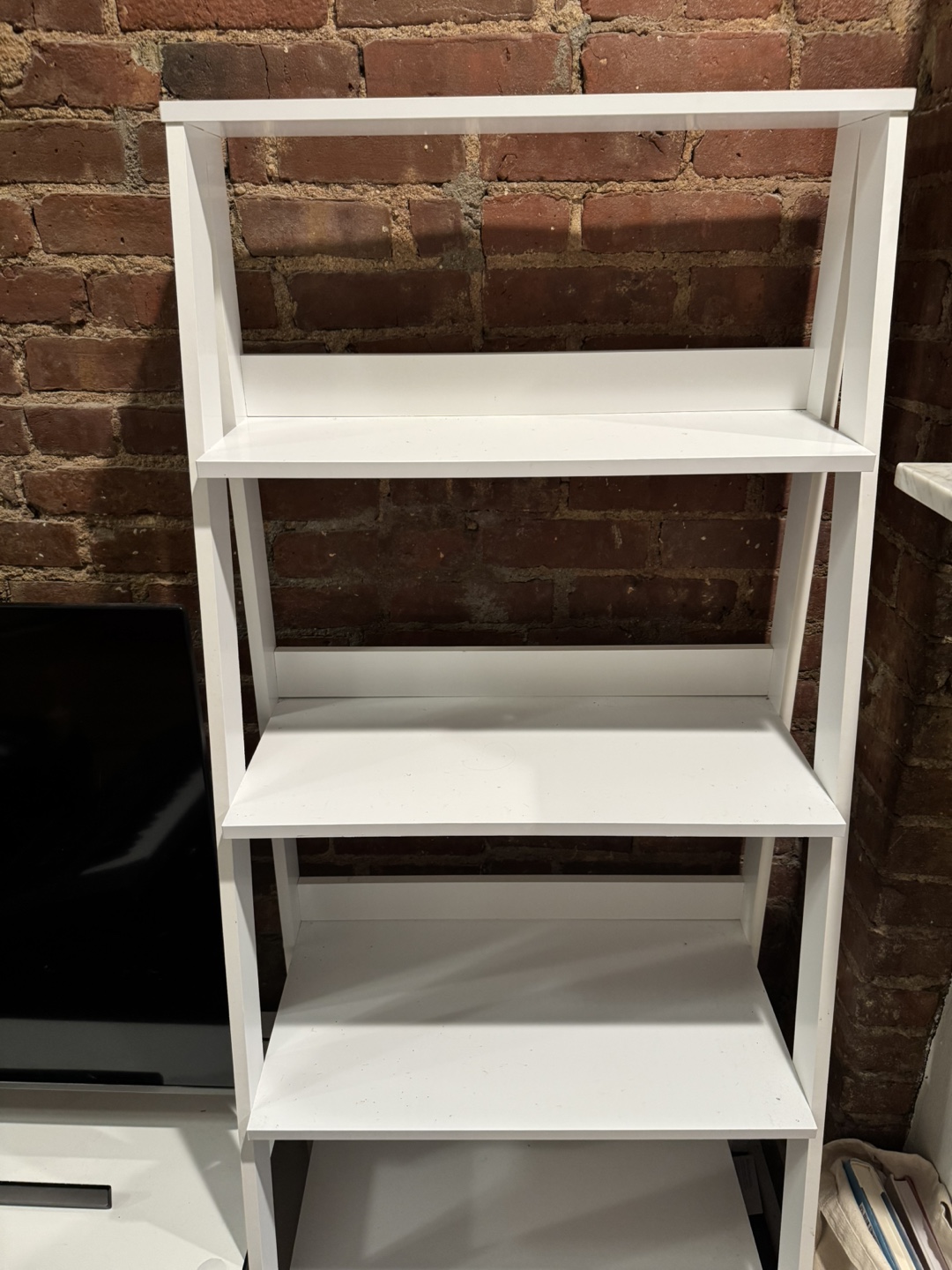 Moving sale! Haralda Ladder Bookcase - White - 4 Shelves