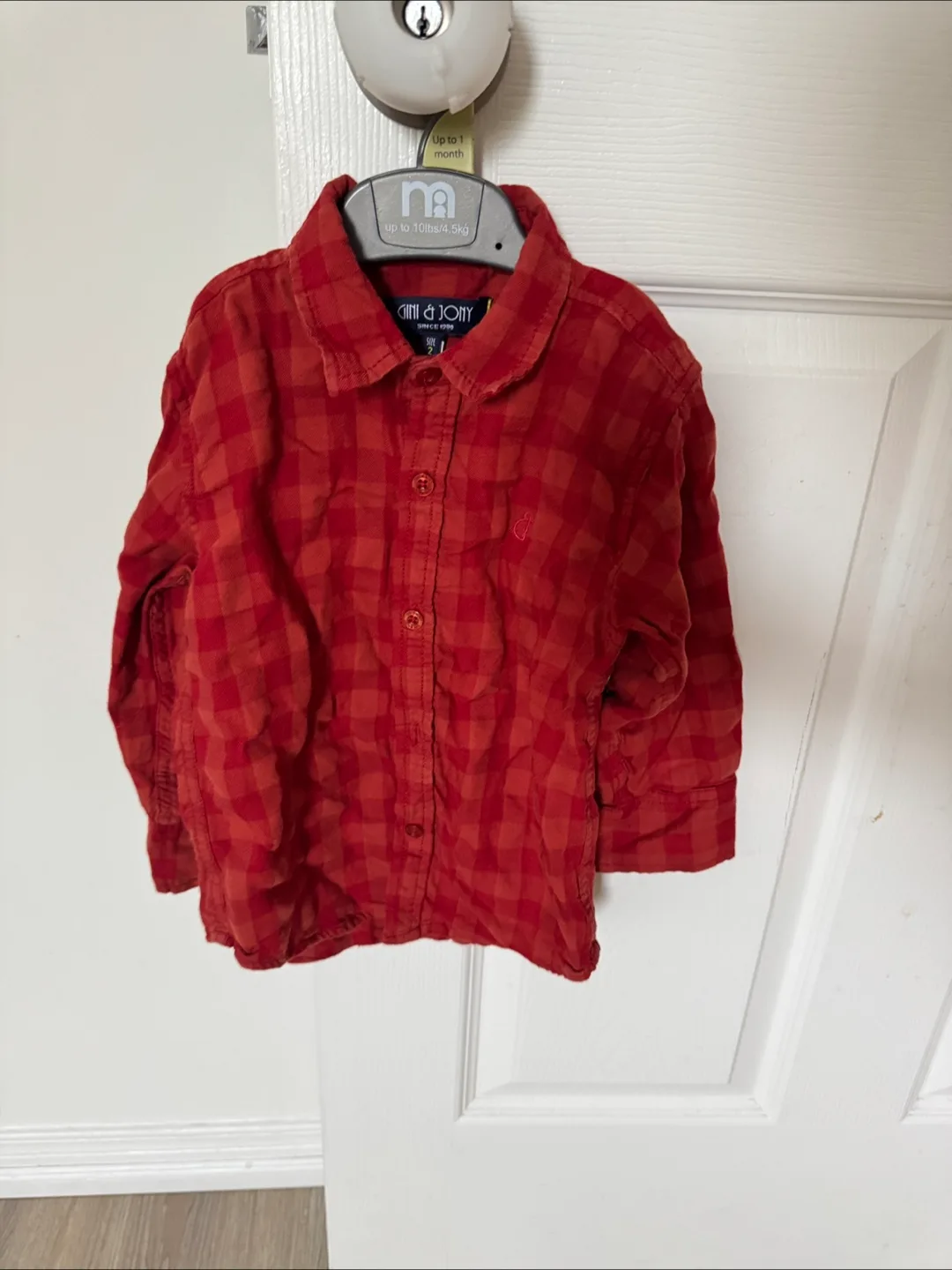Gini & Jony Size 2 Red Plaid Button-Down Shirt thumbnail