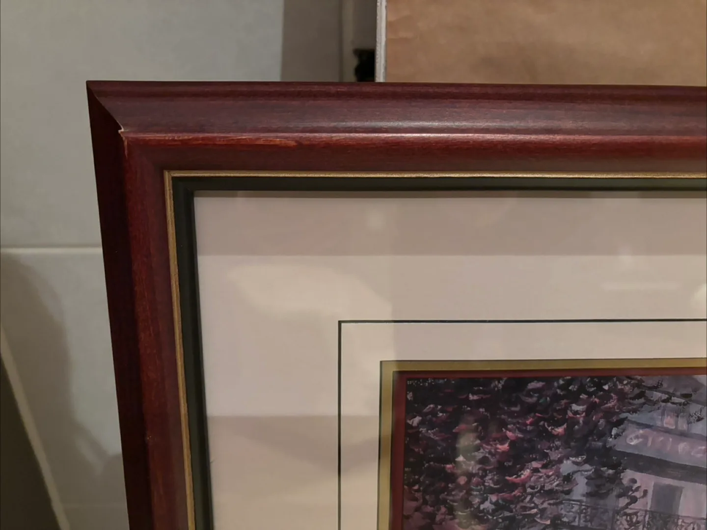 Beautiful wooden frame Parisian Street Scene Print image indicator(3)