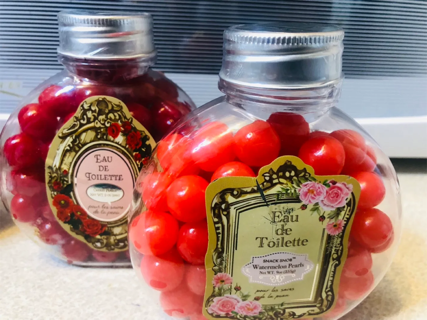 #freecycle Snack Snob Watermelon Pearls Candy - Two NEW Jars thumbnail