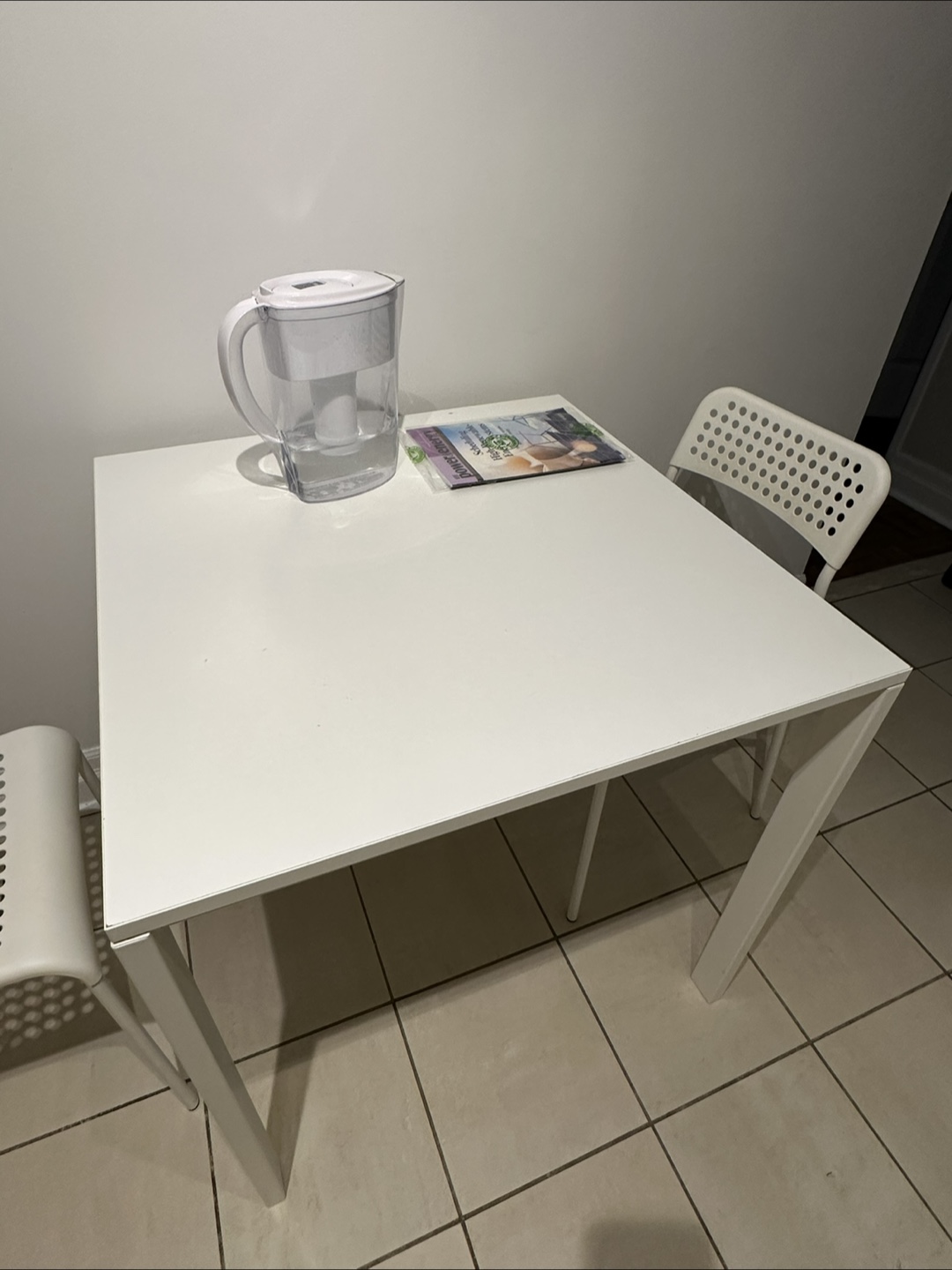 IKEA White Table and Two Chairs Set - photo 2