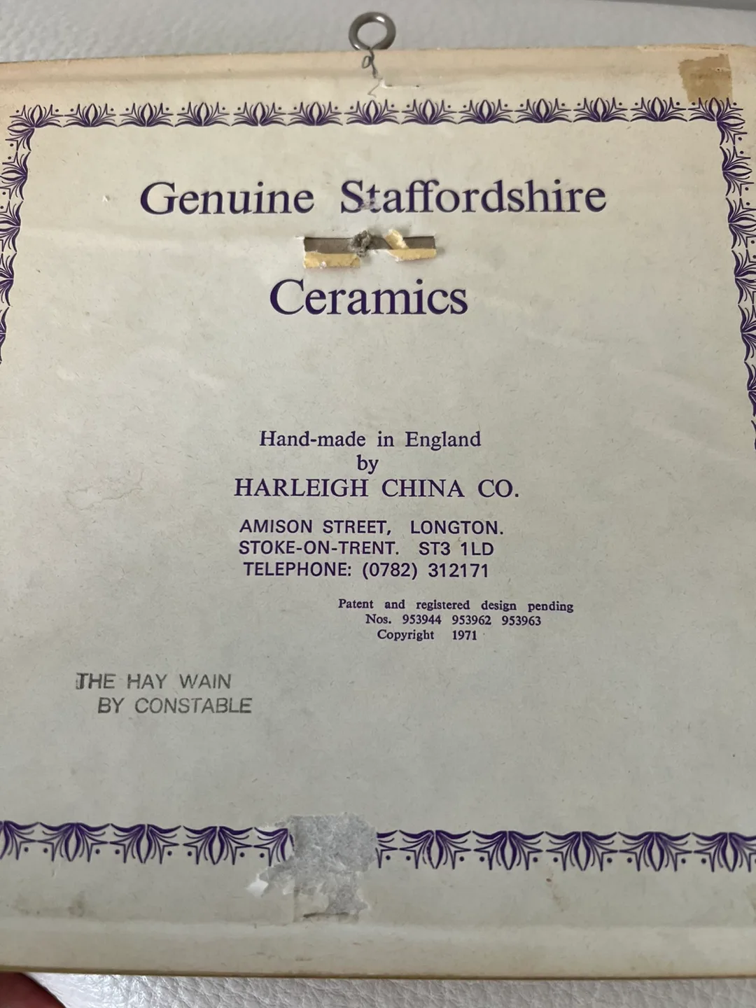 Vintage Harleigh China Co. Staffordshire Ceramic Wall Plaques image indicator(2)