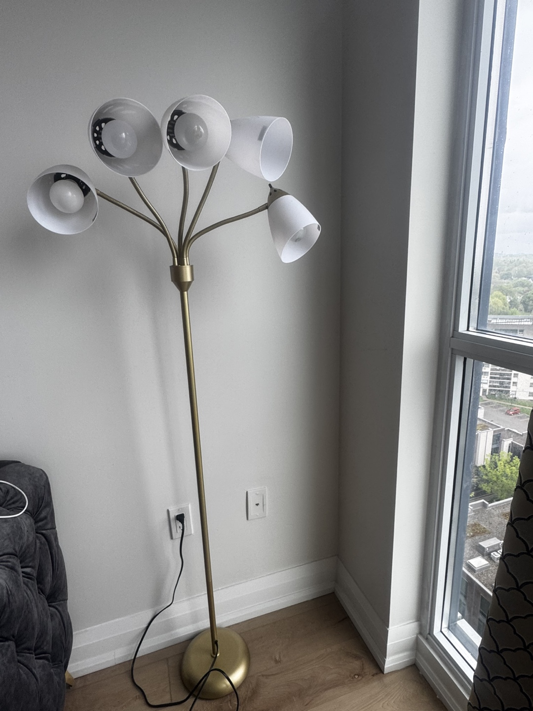 Five-Light Gold Floor Lamp