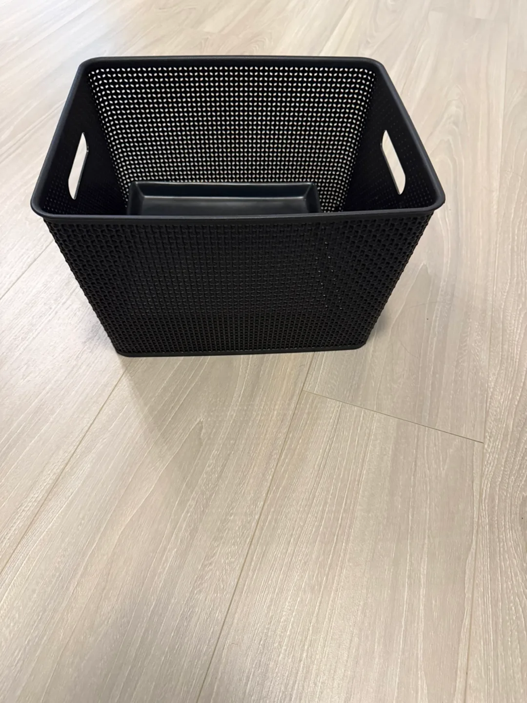 Black Plastic Storage Basket with Tray thumbnail