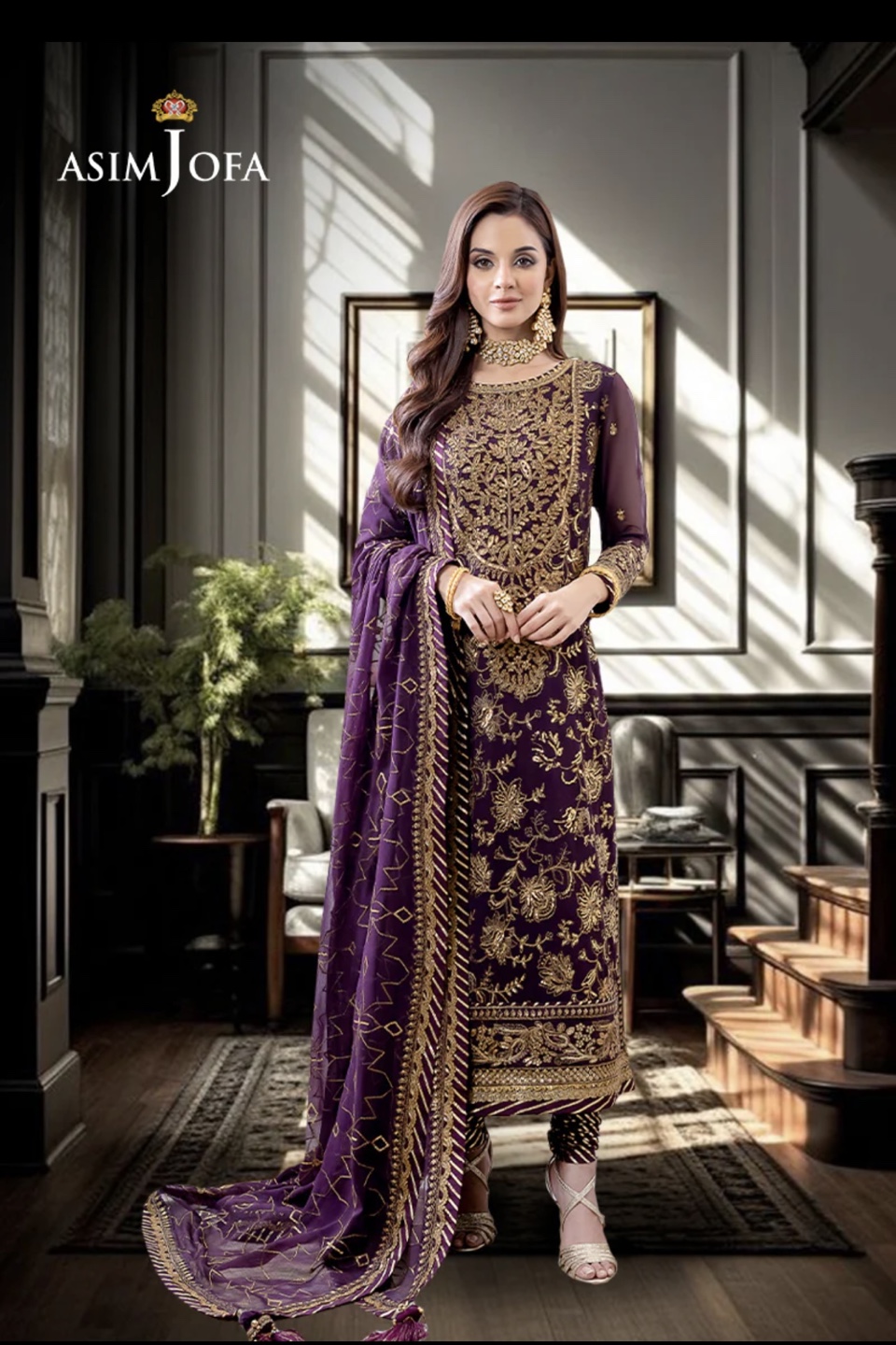 ASIM JOFA embroidered three-piece suit